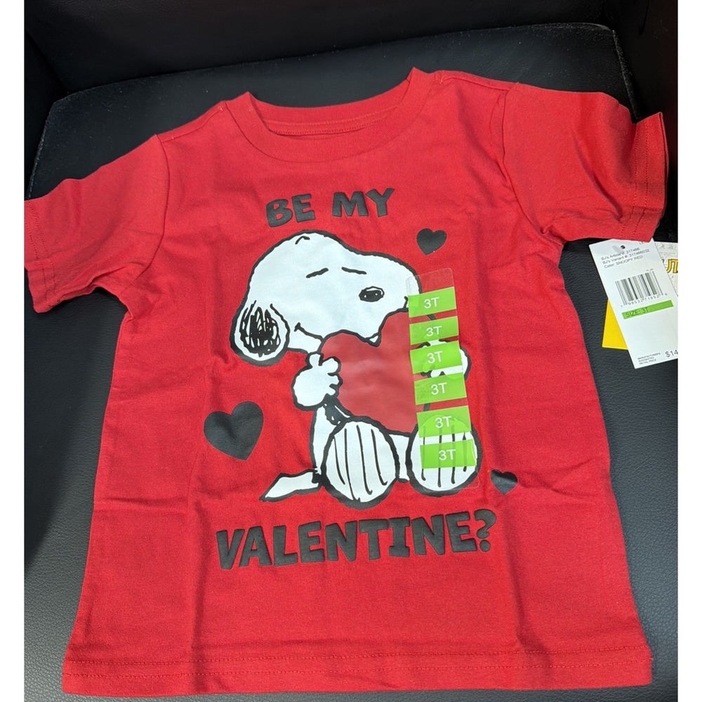 Peanuts Snoopy Valentines Heart Love T-shirt Small 3T Red New